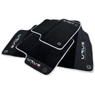 Black Floor Mats For Lamborghini Urus With Alcantara Leather White Trim - AutoWin