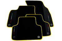 Black Floor Mats For Lamborghini Urus With Alcantara Leather Yellow trim
