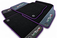 Black Floor Mats For Lamborghini Urus With Carbon Fiber Leather Purple trim