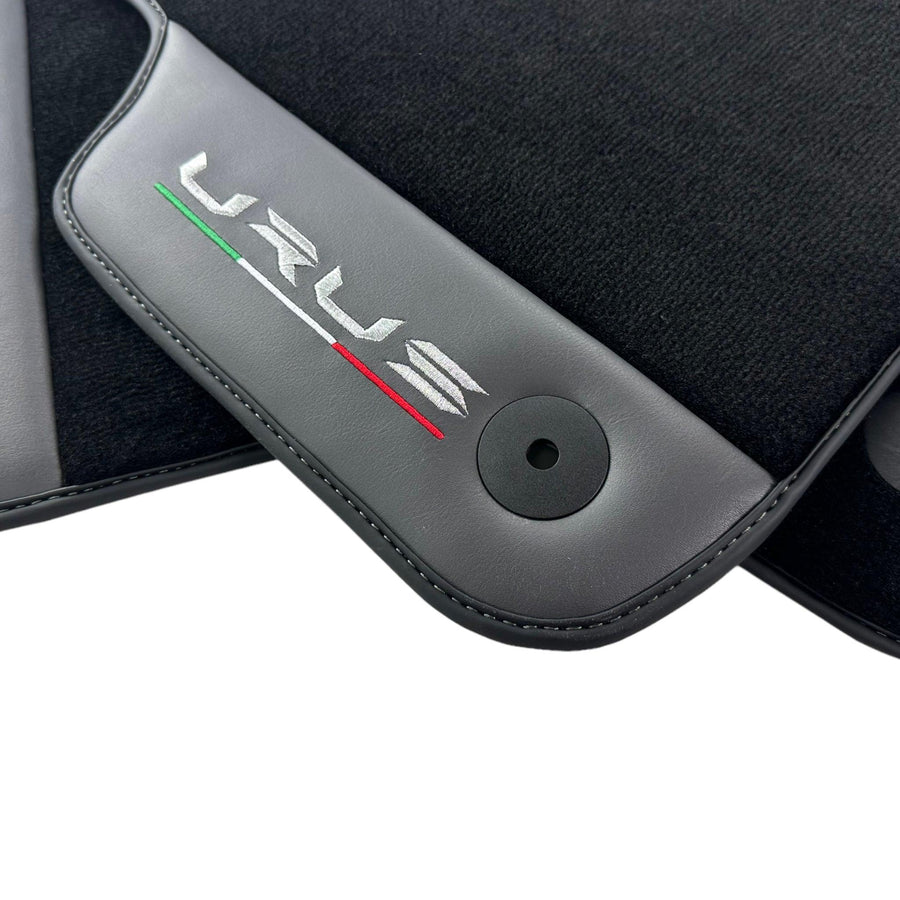 Black Floor Mats for Lamborghini Urus With Dark Gray Leather - AutoWin