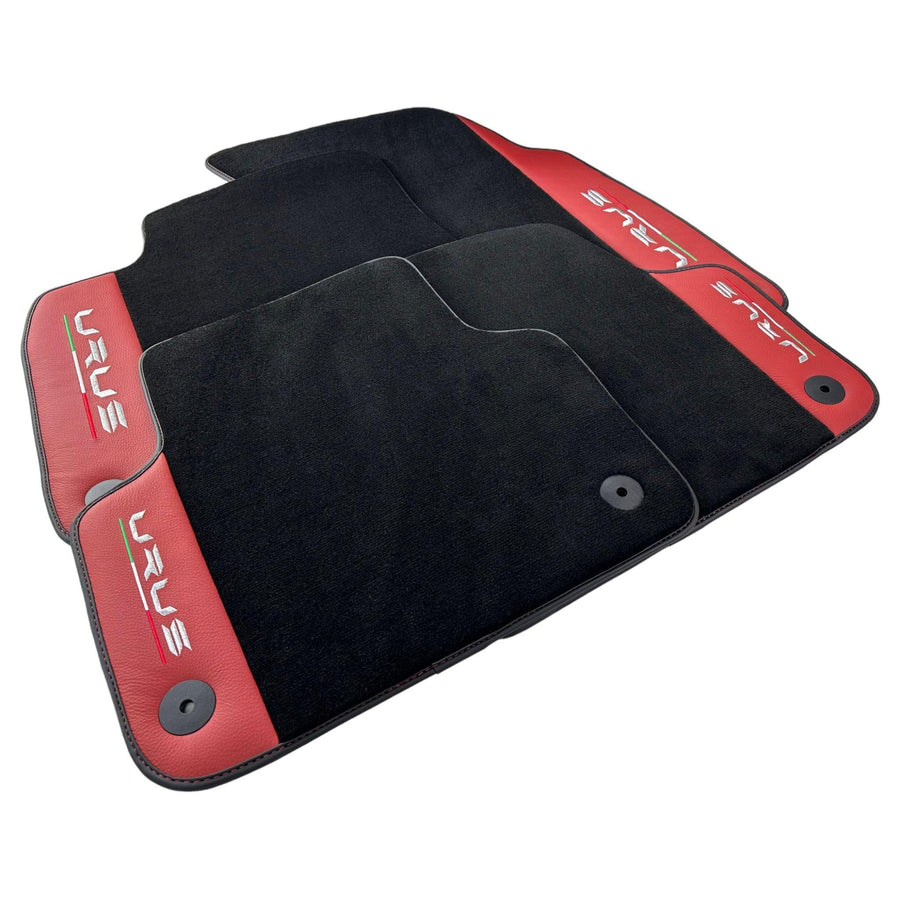 Black Floor Mats for Lamborghini Urus With Red Leather - AutoWin