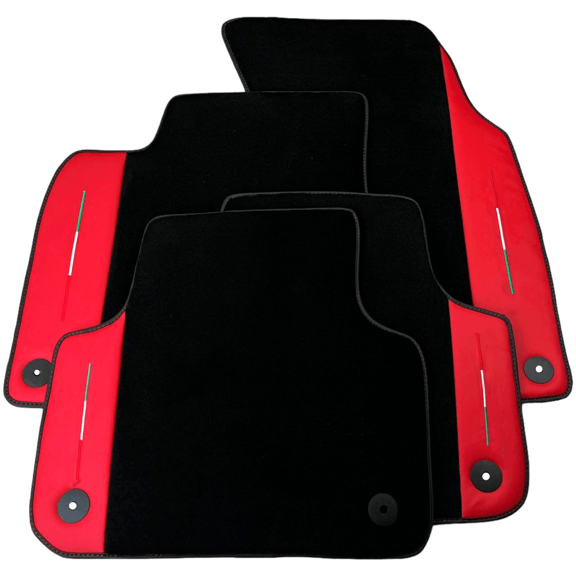 Black Floor Mats for Lamborghini Urus with Red Nappa Leather - AutoWin