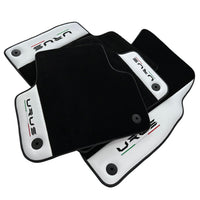 Black Floor Mats for Lamborghini Urus With White Leather - AutoWin