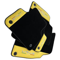Black Floor Mats for Lamborghini Urus With Yellow Leather - AutoWin