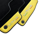 Black Floor Mats for Lamborghini Urus With Yellow Leather - AutoWin