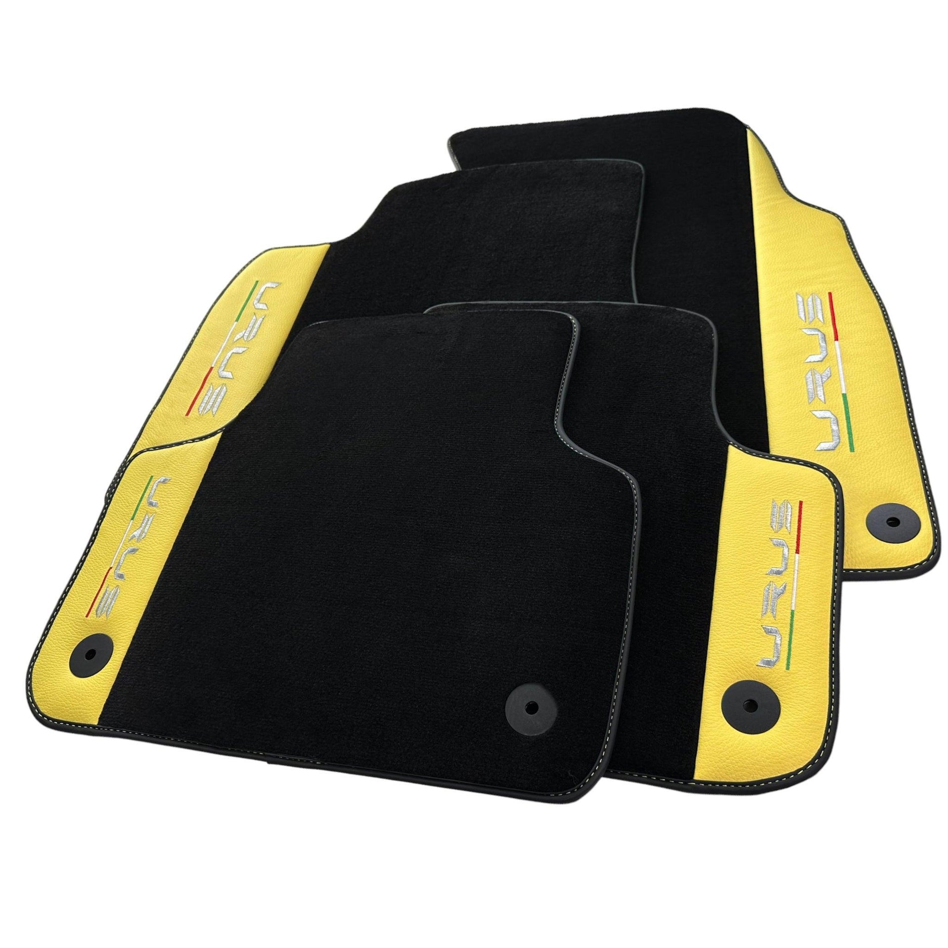 Black Floor Mats for Lamborghini Urus With Yellow Leather - AutoWin
