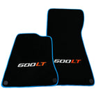 Black Floor Mats for McLaren 600 LT (2018-2020) With Blue Trim - AutoWin