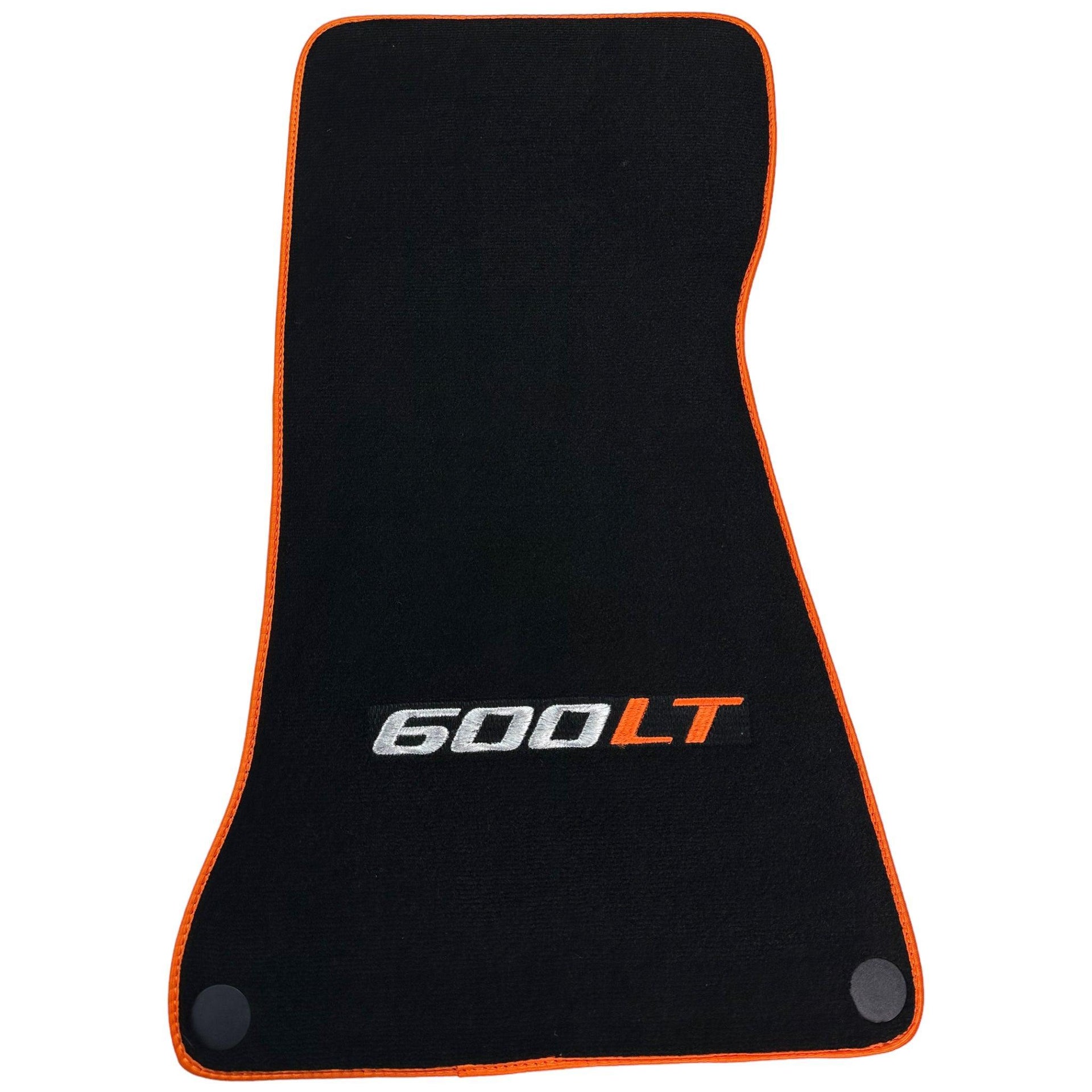 Black Floor Mats for McLaren 600 LT (2018-2020) With Orange Trim - AutoWin