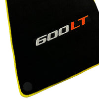 Black Floor Mats for McLaren 600 LT (2018-2020) With Yellow Trim - AutoWin