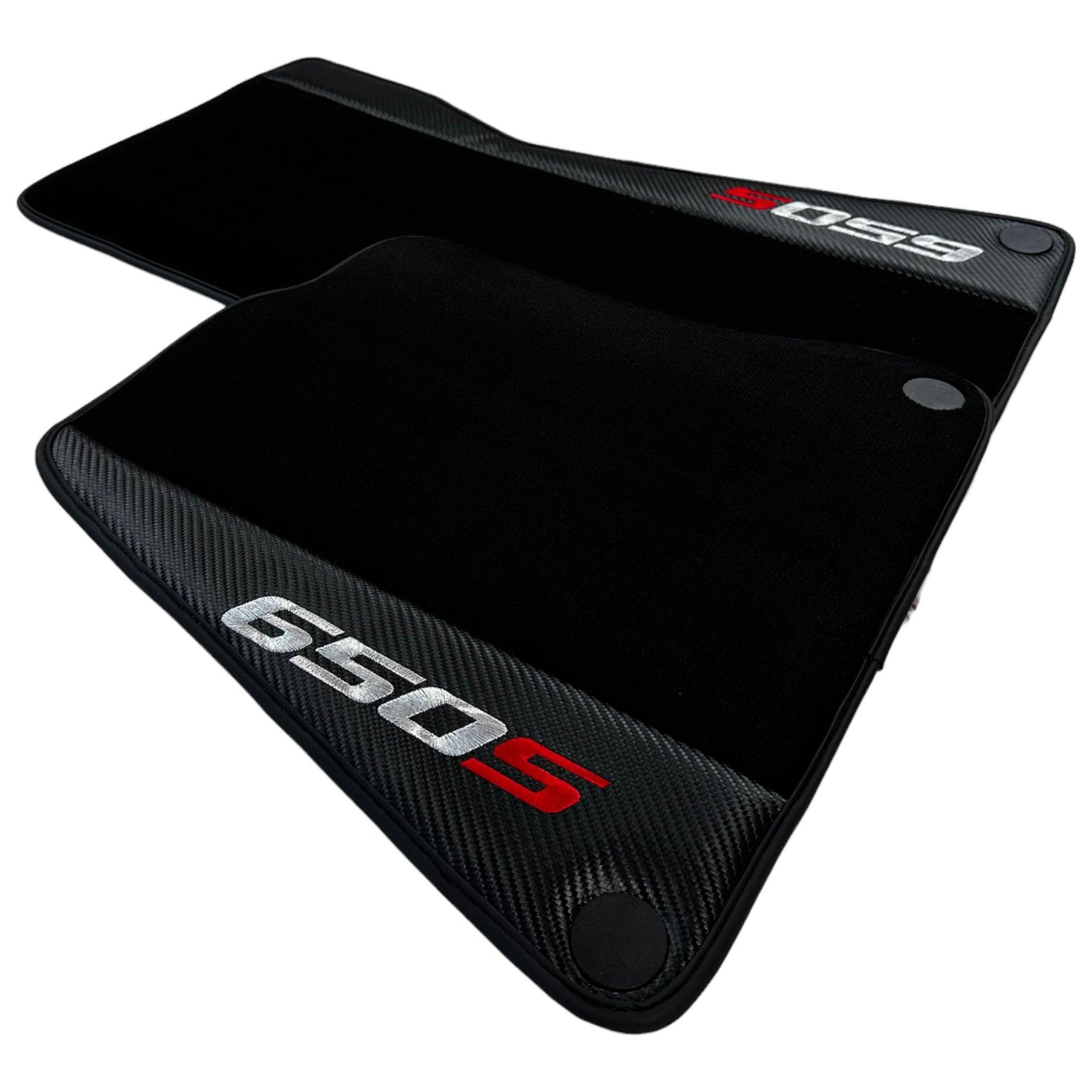 Black Floor Mats For McLaren 650S Black Tailored With Carbon Leather - AutoWin