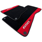 Black Floor Mats For McLaren 650S Black Tailored With Red Alcantara Leather - AutoWin