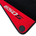 Black Floor Mats For McLaren 650S Black Tailored With Red Alcantara Leather - AutoWin