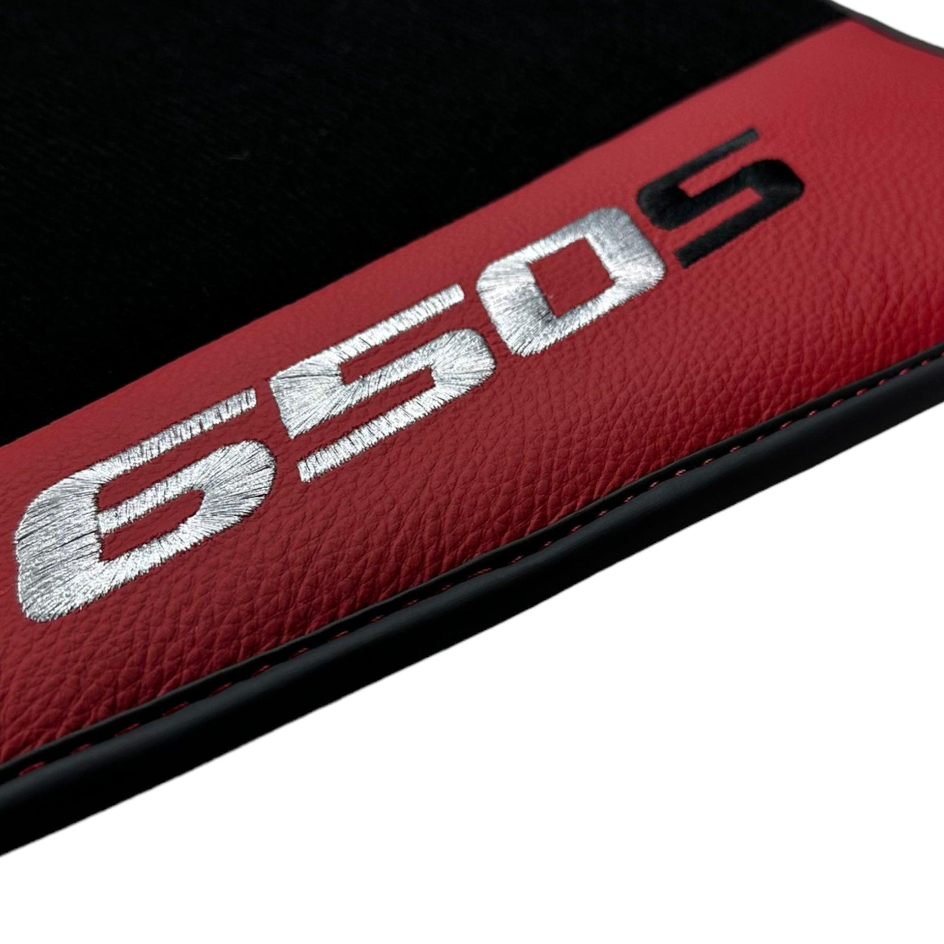 Black Floor Mats For McLaren 650S Black Tailored With Red Leather - AutoWin