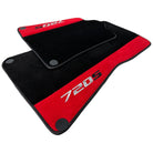 Black Floor Mats For McLaren 720S Year 2017-2021 With Red Alcantara Leather - AutoWin