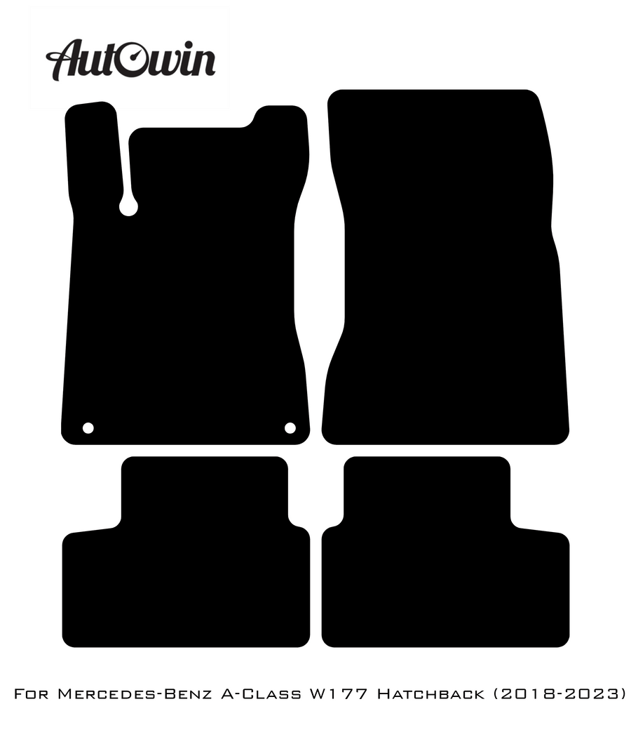 Black Floor Mats For Mercedes Benz A-Class W176 (2012-2018) | Limited Edition - AutoWin