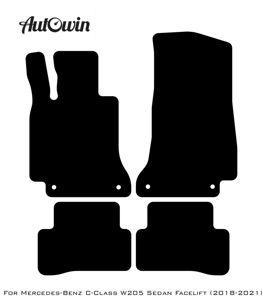 Black Floor Mats For Mercedes Benz C-Class W205 Sedan Facelift (2018-2021) | Limited Edition - AutoWin