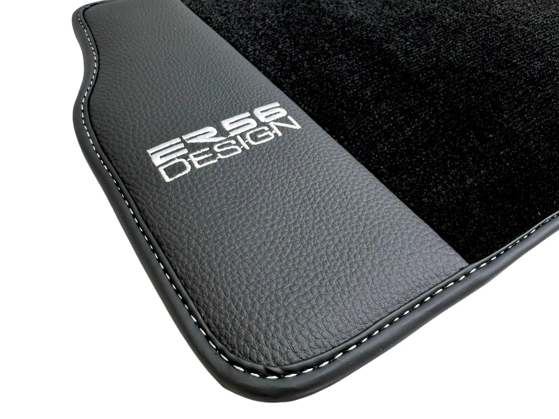 Black Floor Mats For Mercedes-Benz G Class W461 (1979-2008) With Leather Borders ER56 Design - AutoWin