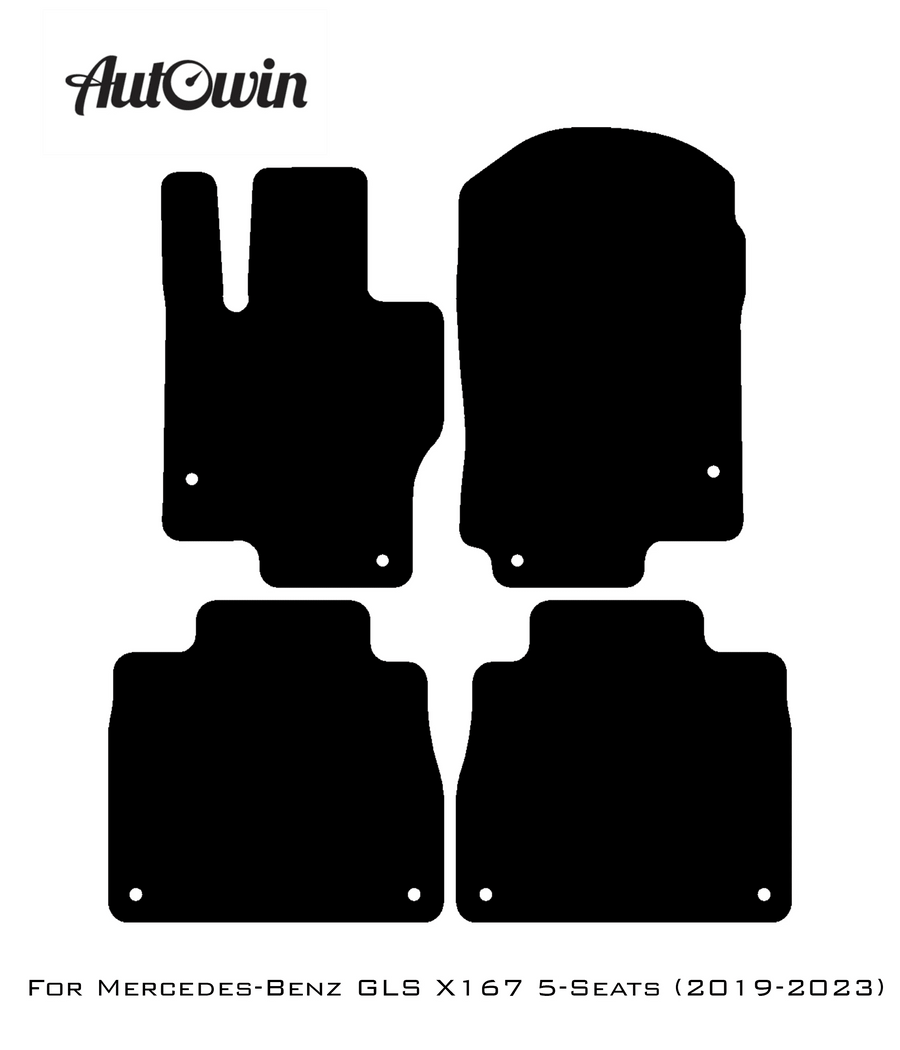Black Floor Mats For Mercedes Benz GLS-Class X167 (2019-2023) | Limited Edition - AutoWin