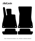Black Floor Mats For Mercedes-Benz SL-Class R232 (2022-2023) ER56 Design - AutoWin