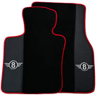 Black Floor Mats for Mini Cabrio F57 Convertible (2016-2023) With Leather | Red Trim - AutoWin