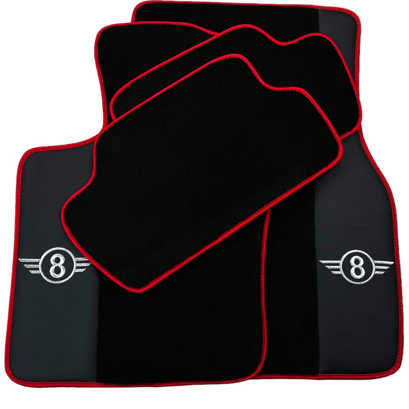 Black Floor Mats for Mini Cabrio R57 Convertible (2009-2016) With Leather | Red Trim - AutoWin