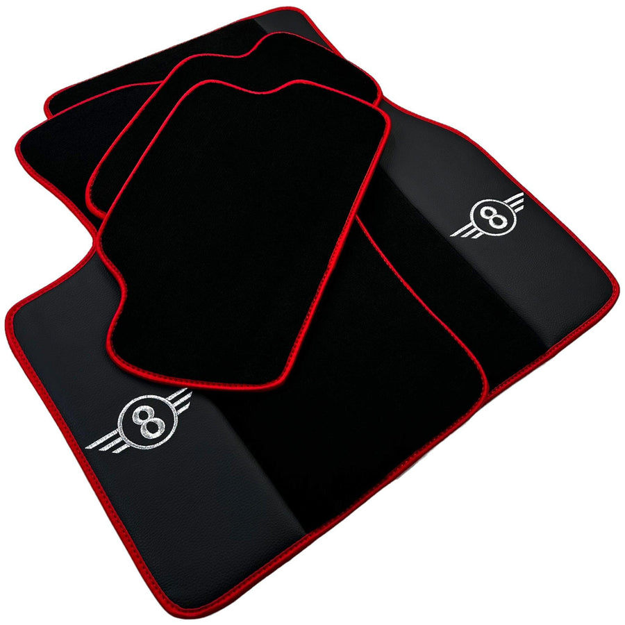 Black Floor Mats for Mini Clubman F54 (2015-2019) With Leather | Red Trim - AutoWin