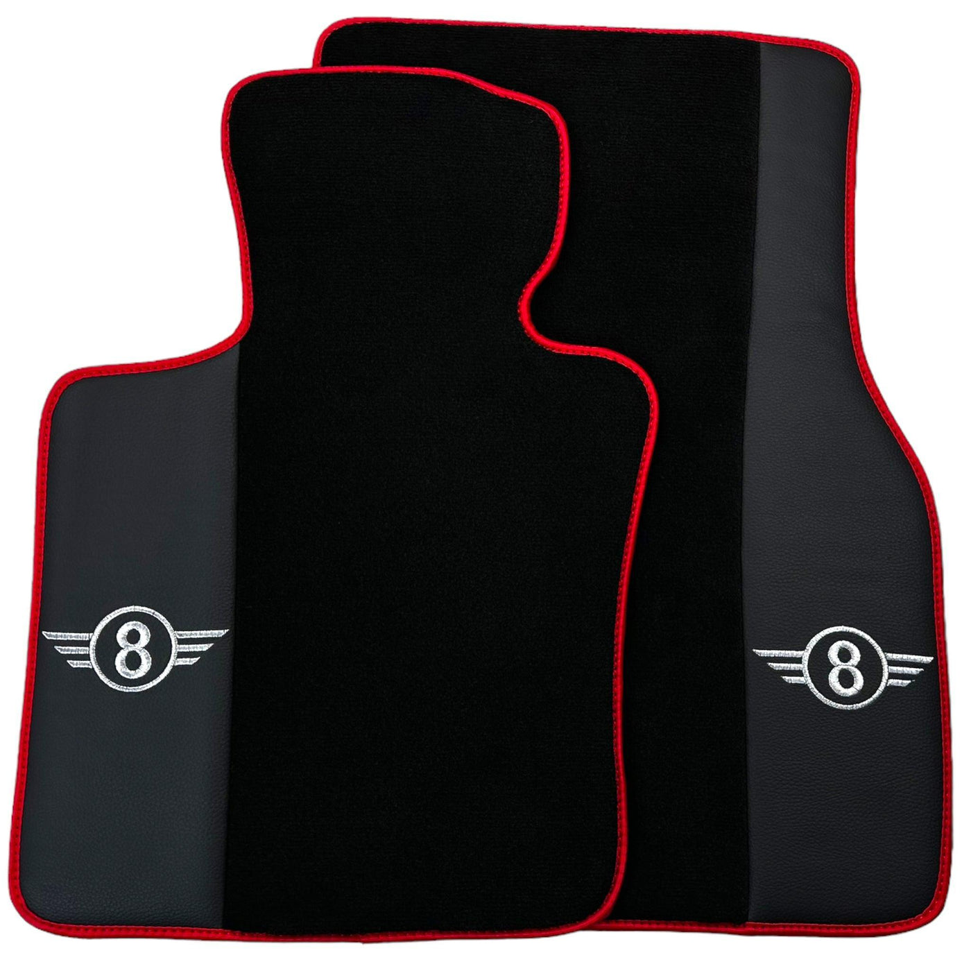 Black Floor Mats for Mini Clubman F54 (2019-2023) With Leather | Red Trim - AutoWin