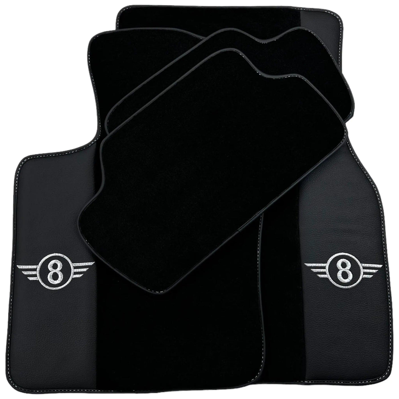 Black Floor Mats for Mini Cooper F56 (2013-2022) with Leather - AutoWin