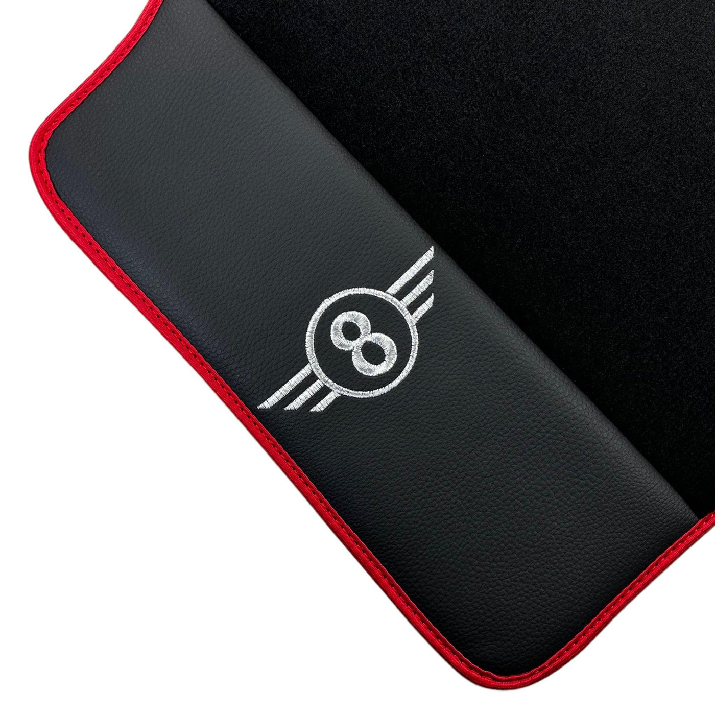 Black Floor Mats for Mini Cooper / One Electric (2020-2023) With Leather | Red Trim - AutoWin