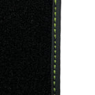 Black Floor Mats for Porsche 718 Cayman (2017-2023) with Green Leather ER56 Design - AutoWin