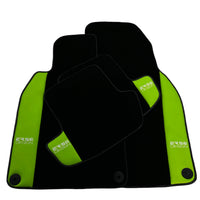 Black Floor Mats for Porsche 911 - 991 (2012-2019) with Green Leather ER56 Design - AutoWin