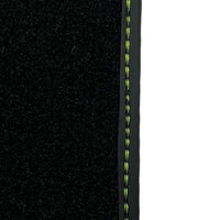 Black Floor Mats for Porsche 981 Boxster (2013-2016) with Green Leather ER56 Design - AutoWin