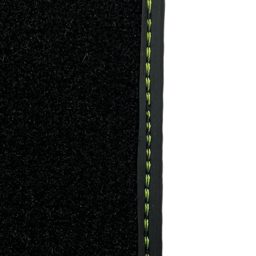 Black Floor Mats for Porsche 981 Boxster (2013-2016) with Green Leather ER56 Design - AutoWin
