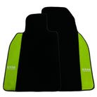 Black Floor Mats for Porsche 987 Boxster (2005-2012) with Green Leather ER56 Design - AutoWin