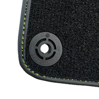 Black Floor Mats for Porsche Cayenne (2003-2010) with Green Leather ER56 Design - AutoWin