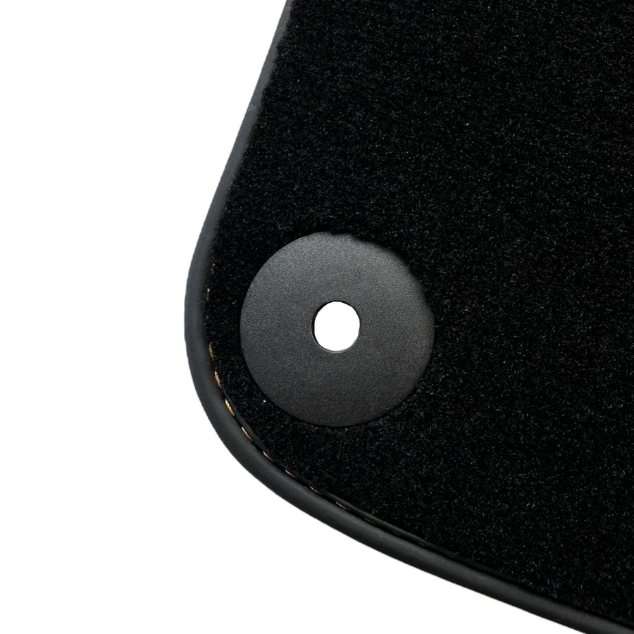 Black Floor Mats for Porsche Cayenne (2010-2018) with Orange Alcantara Leather ER56 Design - AutoWin