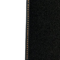 Black Floor Mats for Porsche Cayenne (2018-2023) with Orange Alcantara Leather ER56 Design - AutoWin