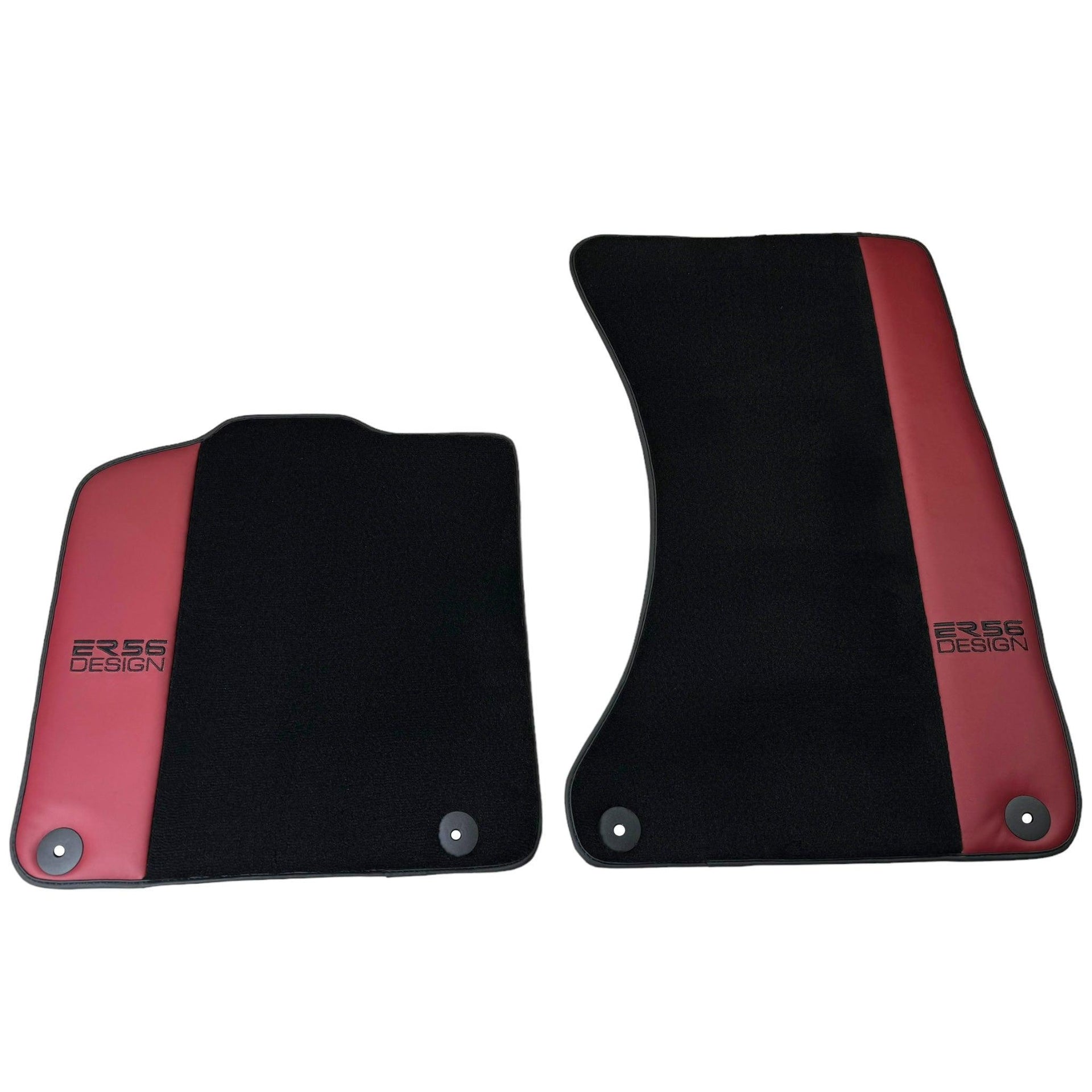 Black Floor Mats for Porsche Macan (2014-2023) with Bordeaux Nappa Leather | ER56 Design - AutoWin