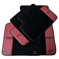 Black Floor Mats for Porsche Macan (2014-2023) with Bordeaux Nappa Leather | ER56 Design - AutoWin