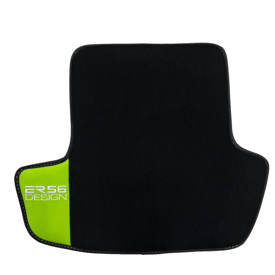 Black Floor Mats for Porsche Macan (2014-2023) with Green Leather ER56 Design - AutoWin