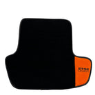 Black Floor Mats for Porsche Taycan (2019-2023) with Orange Alcantara Leather ER56 Design - AutoWin