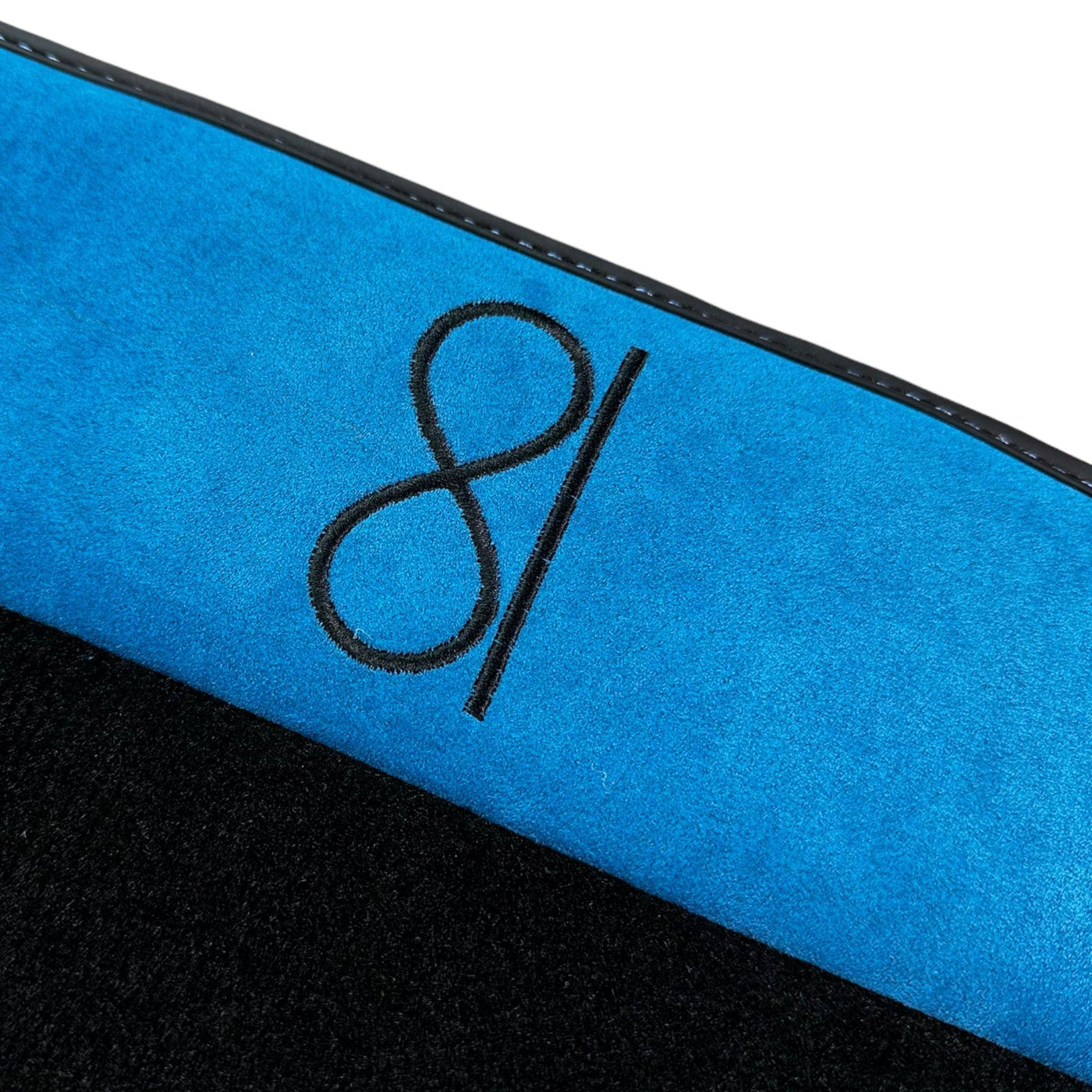 Black Floor Mats For Rolls Royce Black Badge Cullinan Blue Alcantara Leather - AutoWin