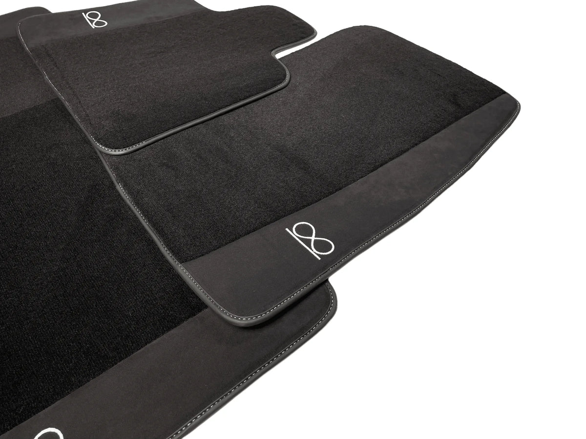 Black Floor Mats For Rolls Royce Black Badge Ghost Fluorescent Logo - AutoWin