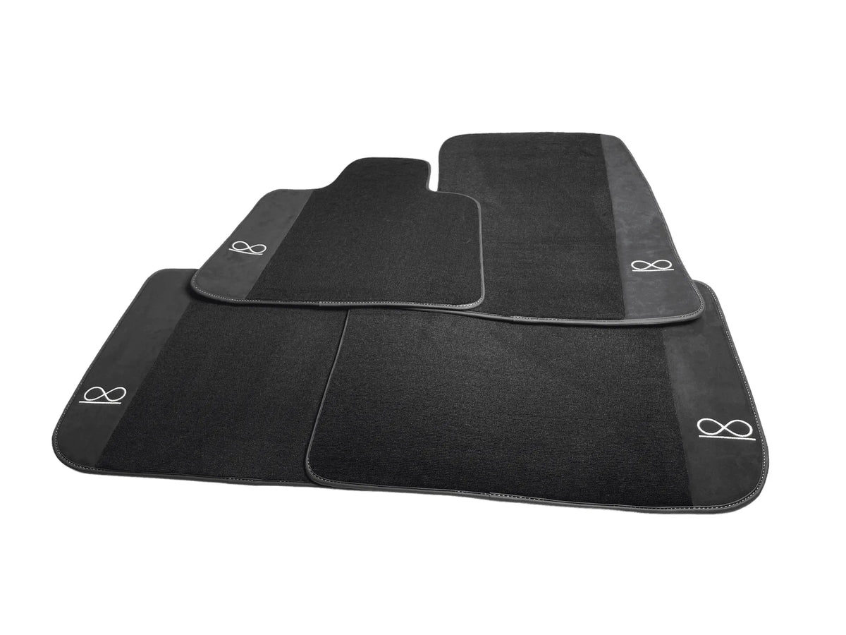 Black Floor Mats For Rolls Royce Black Badge Ghost Fluorescent Logo - AutoWin