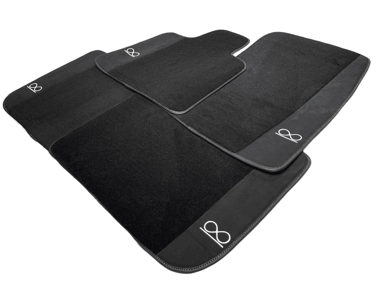 Black Floor Mats For Rolls Royce Black Badge Ghost Fluorescent Logo - AutoWin