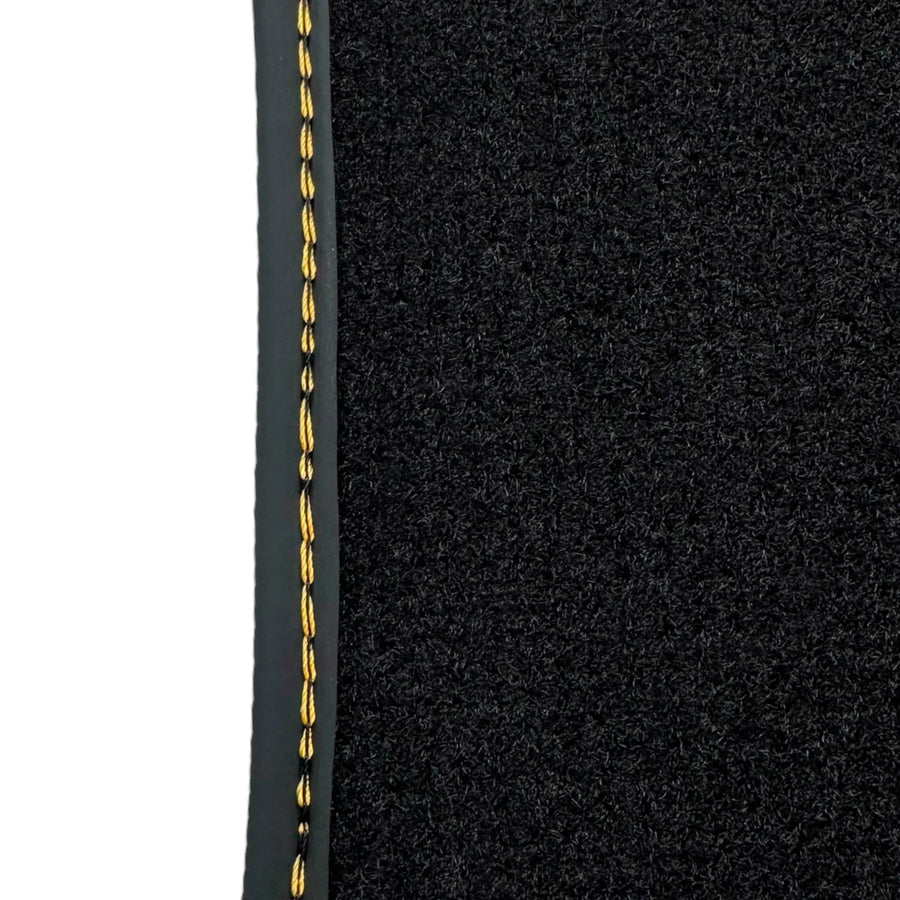 Black Floor Mats for Rolls Royce Black Badge Ghost Series II (2021-2024) with Orange Alcantara