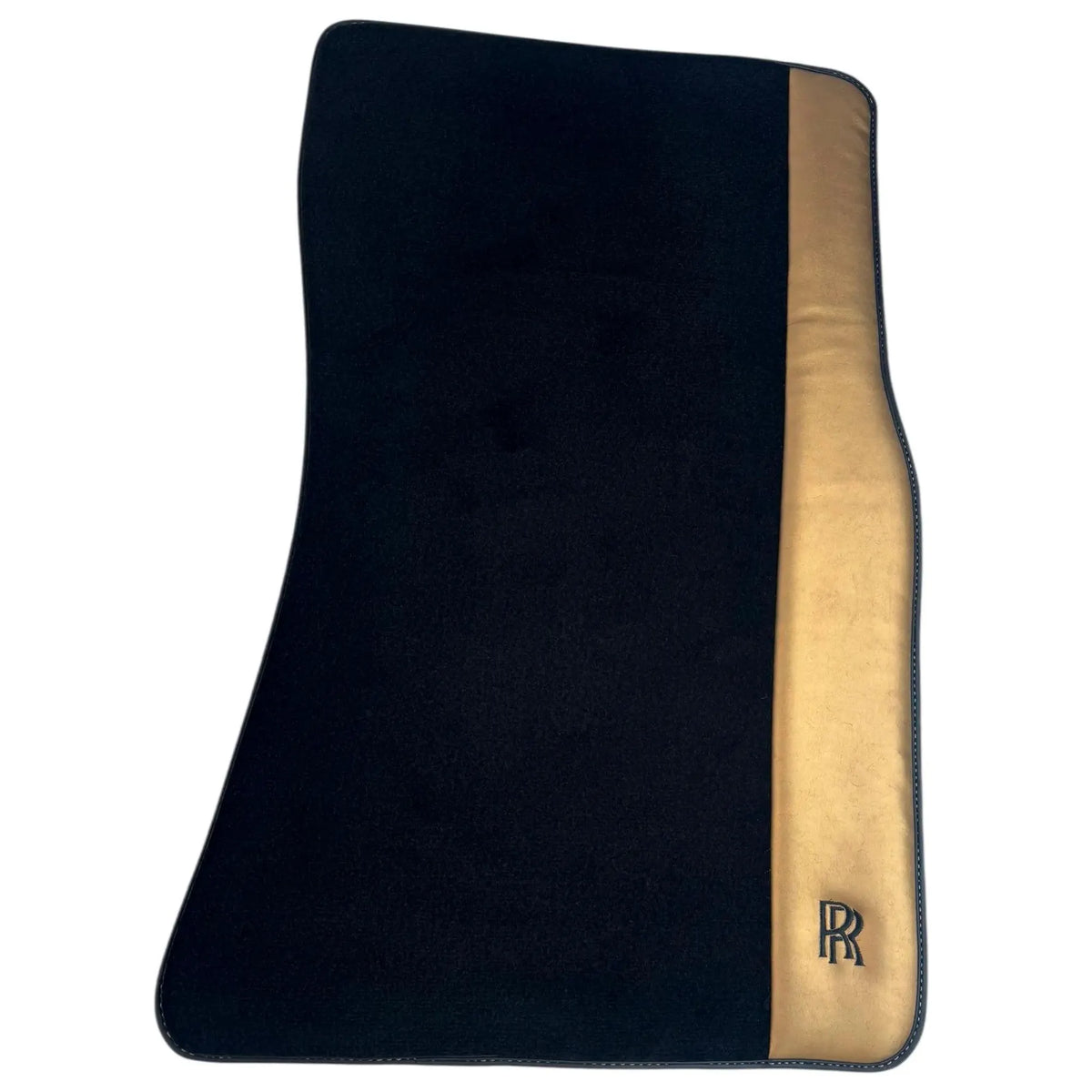 Black Floor Mats for Rolls Royce Cullinan (2018–2025) with Gold Leather