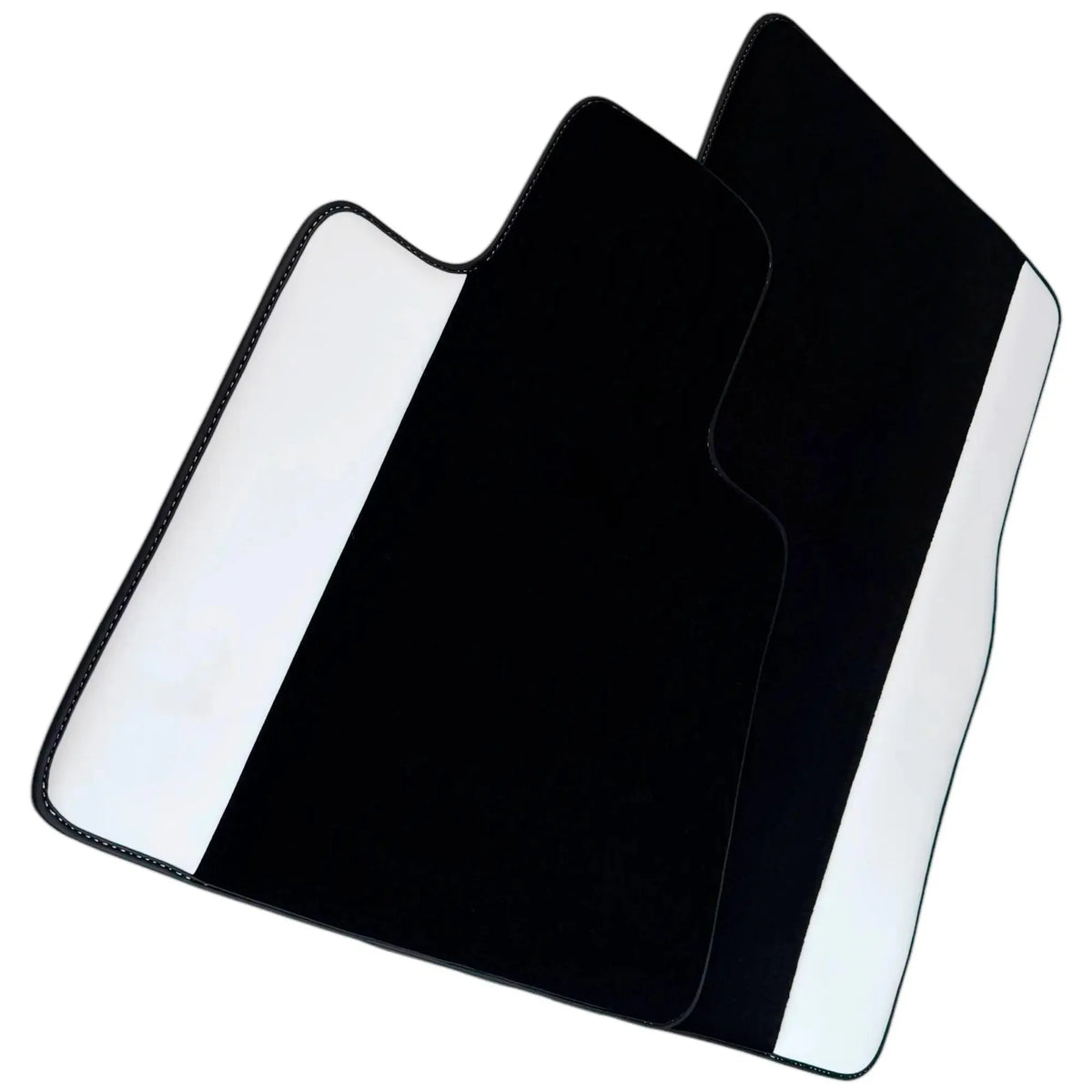 Black Floor Mats for Rolls Royce Cullinan (2018-2025) with White Leather