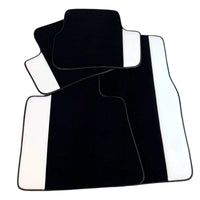 Black Floor Mats for Rolls Royce Cullinan (2018-2025) with White Leather