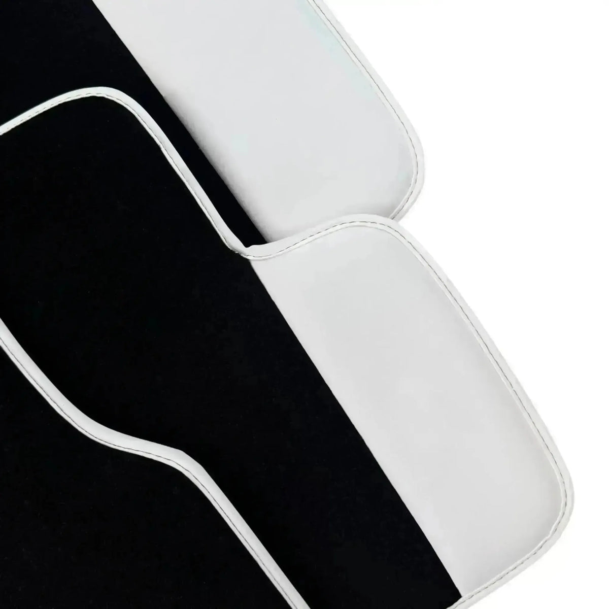 Black Floor Mats for Rolls Royce Cullinan 2018-2025 with White Leather | White Trim